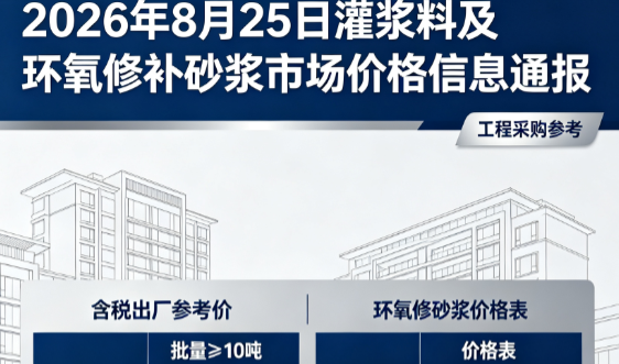 荔湾2026年8月25日灌浆料及环氧修补砂浆市场价格信息通报